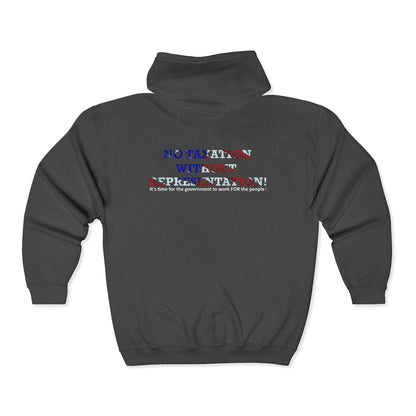 No Taxation Without Representation Zip Up Hoodie - breathemovedivine RESIST - breathemovedivine