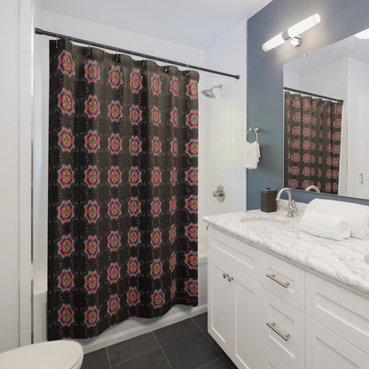 Scry by breathemovedivine Pattern Shower Curtain - Bats Mandala in Black - breathemovedivine