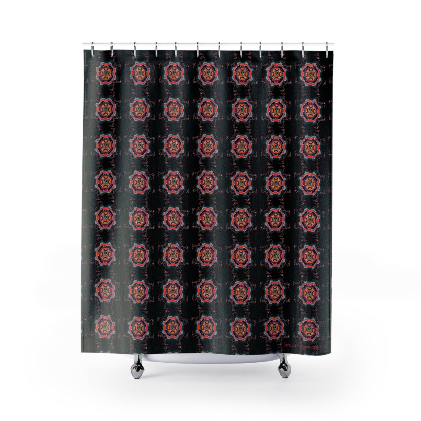 Scry by breathemovedivine Pattern Shower Curtain - Bats Mandala in Black - breathemovedivine