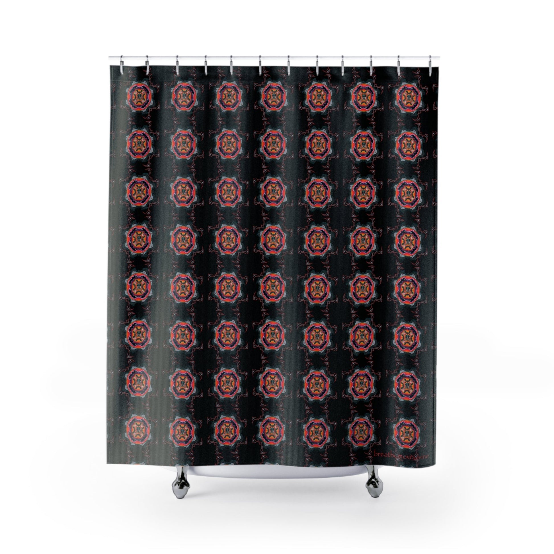 Scry by breathemovedivine Pattern Shower Curtain - Bats Mandala in Black - breathemovedivine