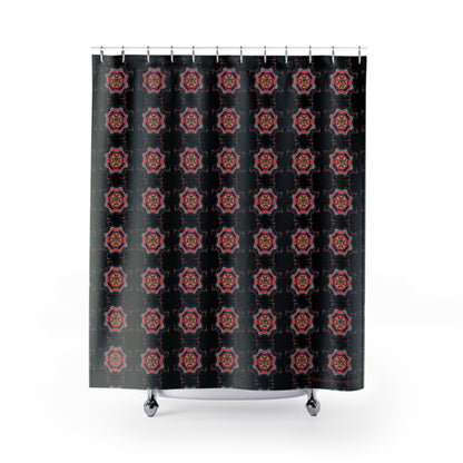Scry by breathemovedivine Pattern Shower Curtain - Bats Mandala in Black - breathemovedivine