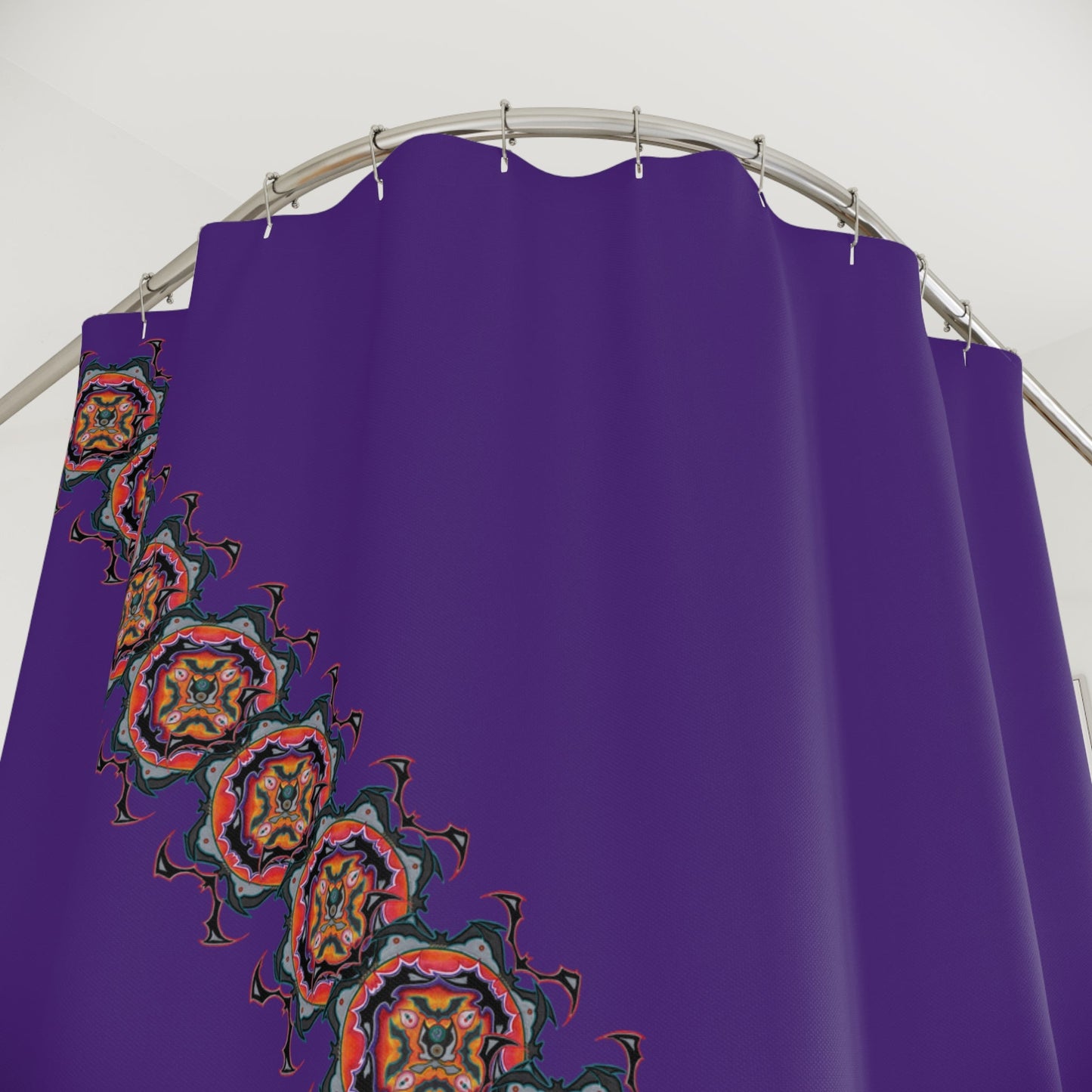 Scry by breathemovedivine Shower Curtain - Bats Mandala in Purple - breathemovedivine