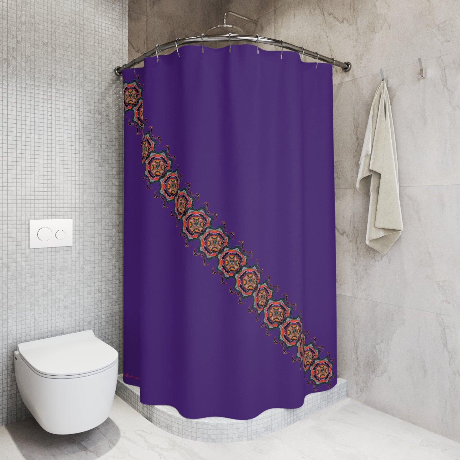 Scry by breathemovedivine Shower Curtain - Bats Mandala in Purple - breathemovedivine