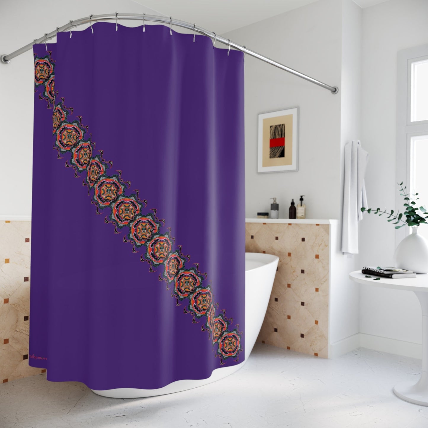 Scry by breathemovedivine Shower Curtain - Bats Mandala in Purple - breathemovedivine