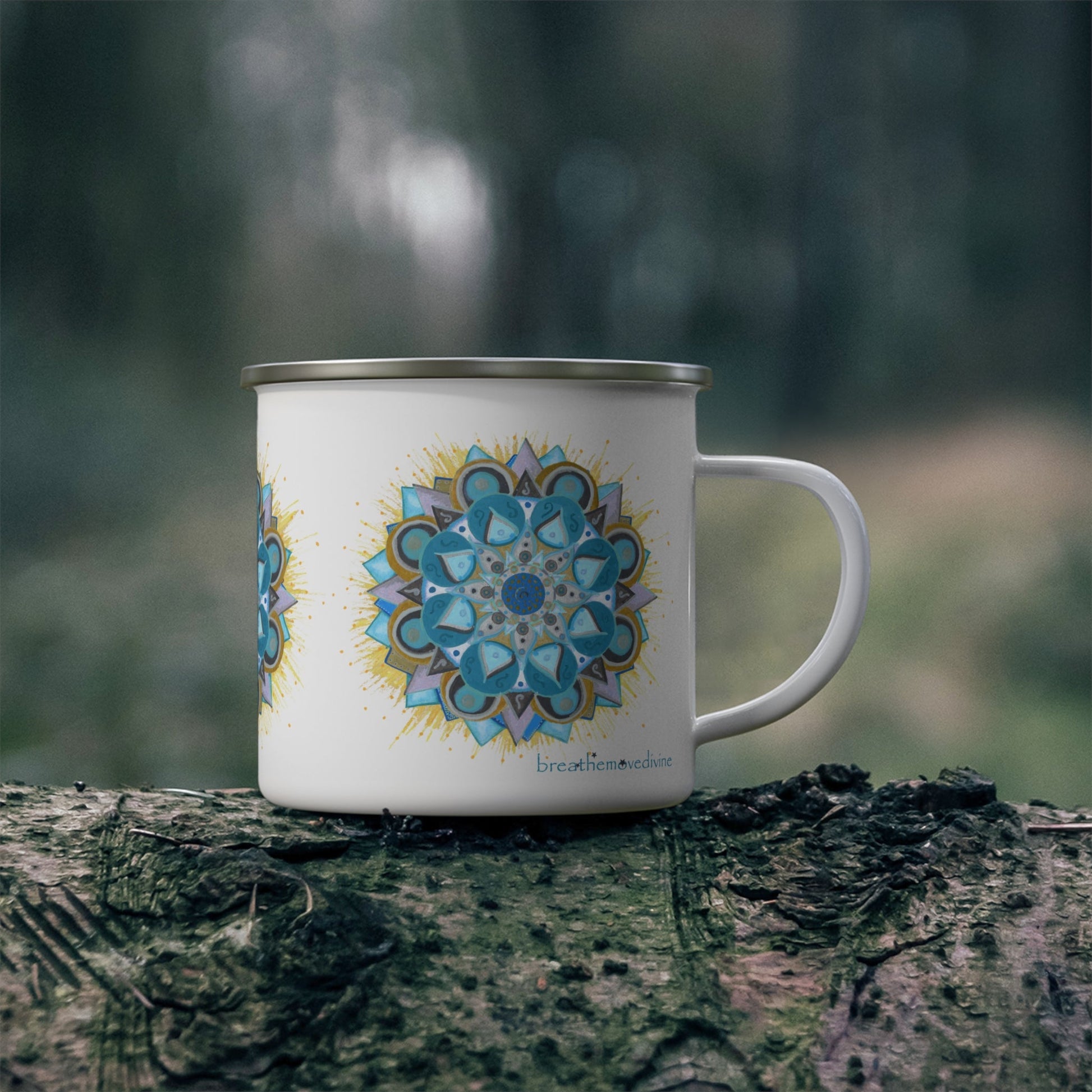 Speak Beauty into Truth by breathemovedivine Enamel Camping Mug, Boho, Cottagecore, Witchcore Outdoor Drinkware - breathemovedivine