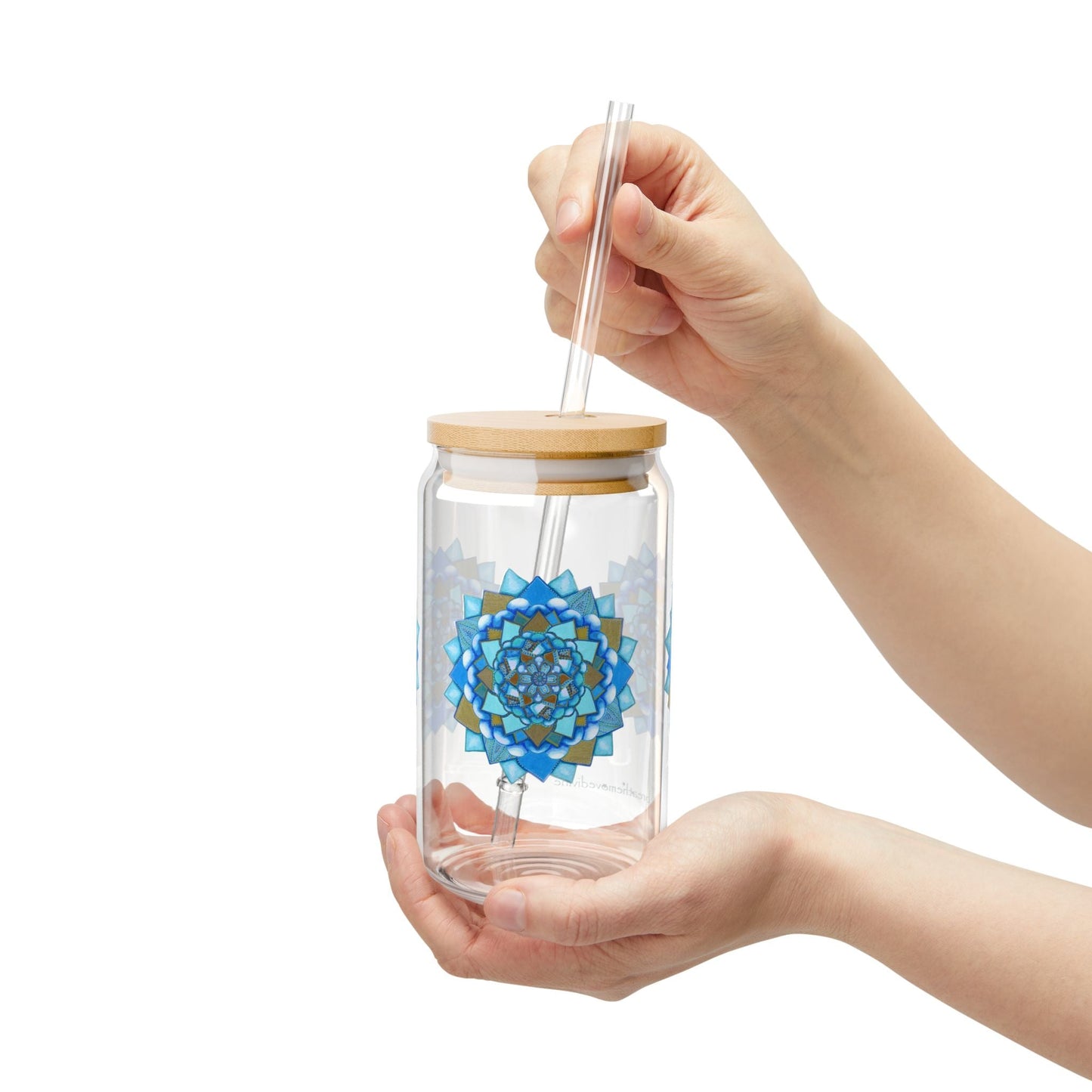 Voice by breathemovedivine Colorful Mandala Sipper Glass - 16oz Eco - Friendly Drinkware - breathemovedivine