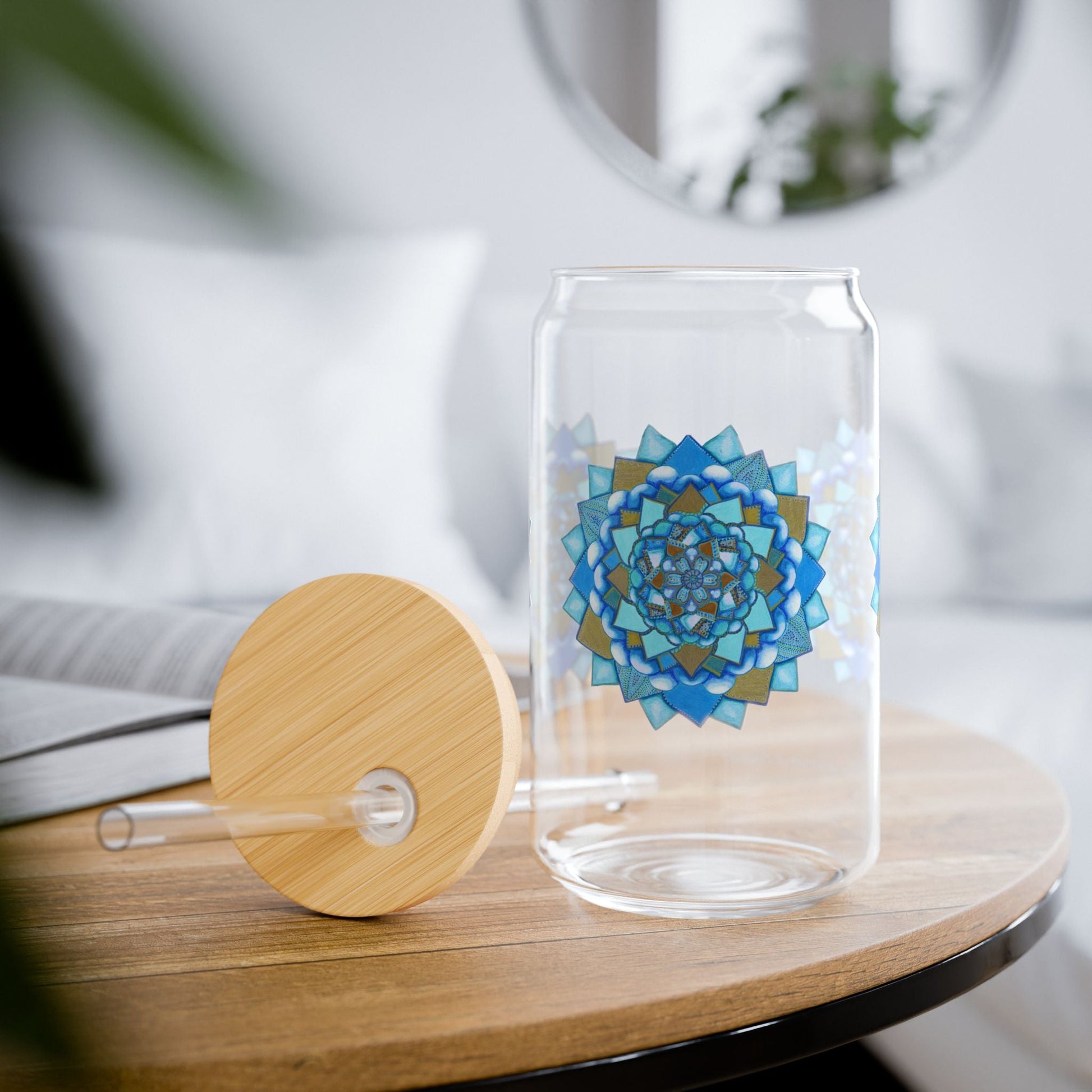 Voice by breathemovedivine Colorful Mandala Sipper Glass - 16oz Eco - Friendly Drinkware - breathemovedivine